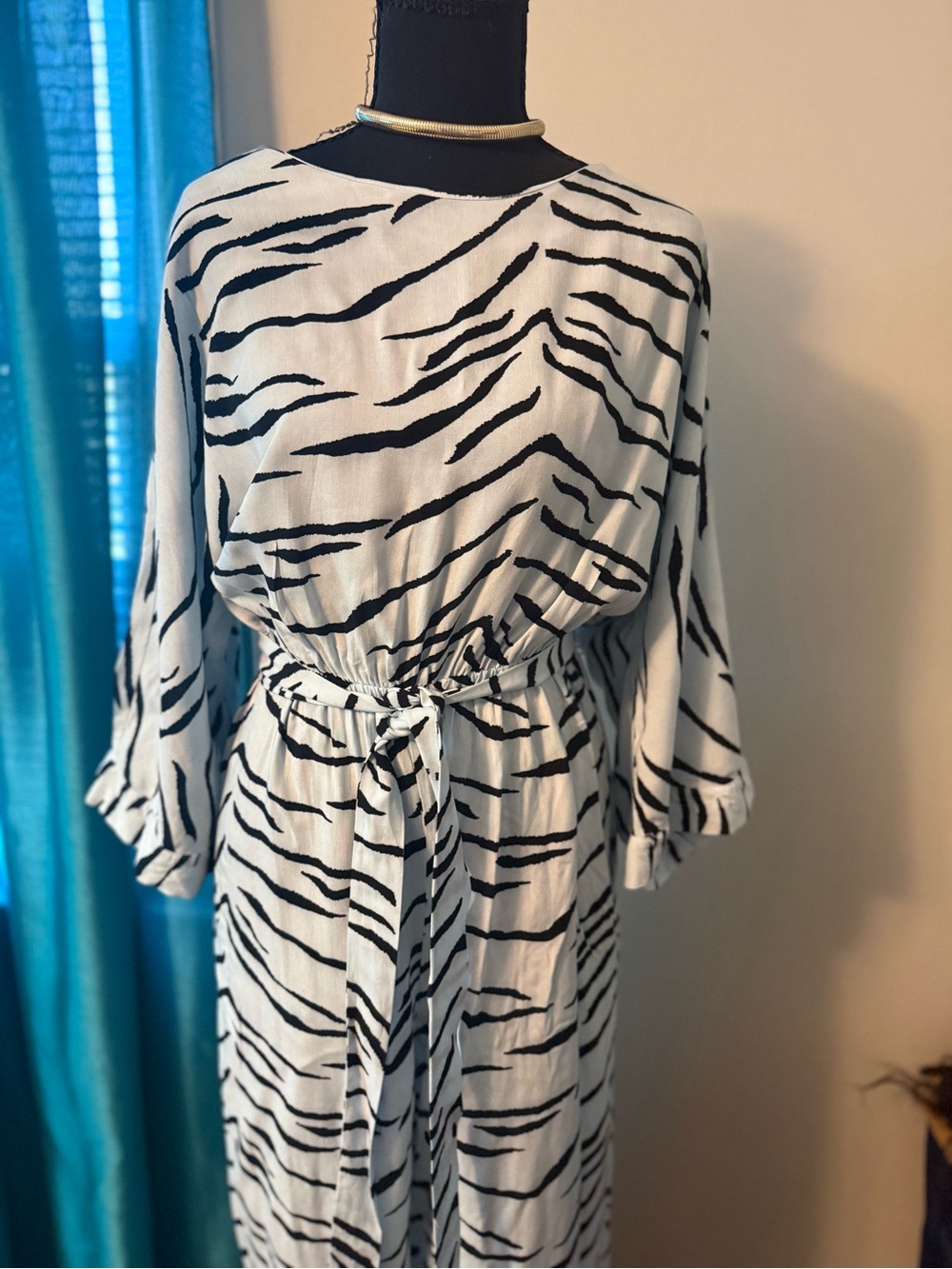 ASOS Black & White Zebra-Print Jumpsuit with Tie Waist